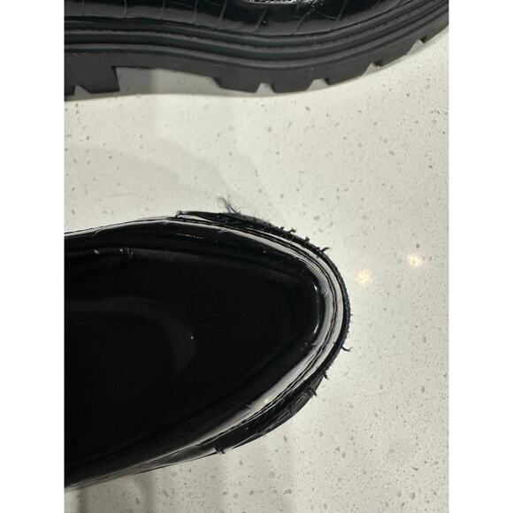 Just Fab Women’s Loafers Collette Paton Black 8 Chunky Alligator Grunge Goth - Picture 8 of 11